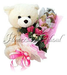 Seasonal Teddy with Love Bouquet